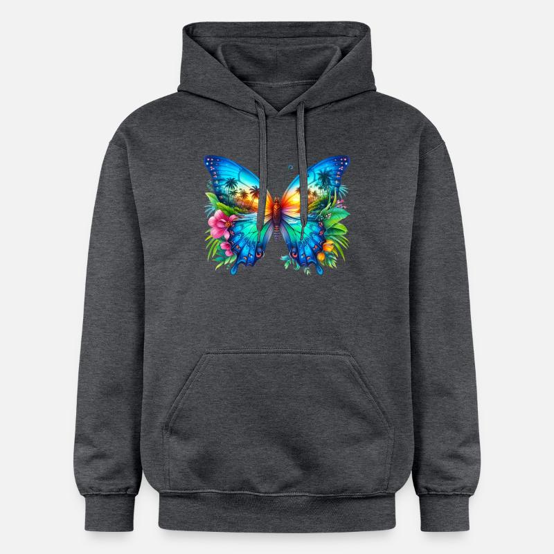 Papillon - Sweat à capuche Softstyle® Gildan Unisexe - gris foncé chiné