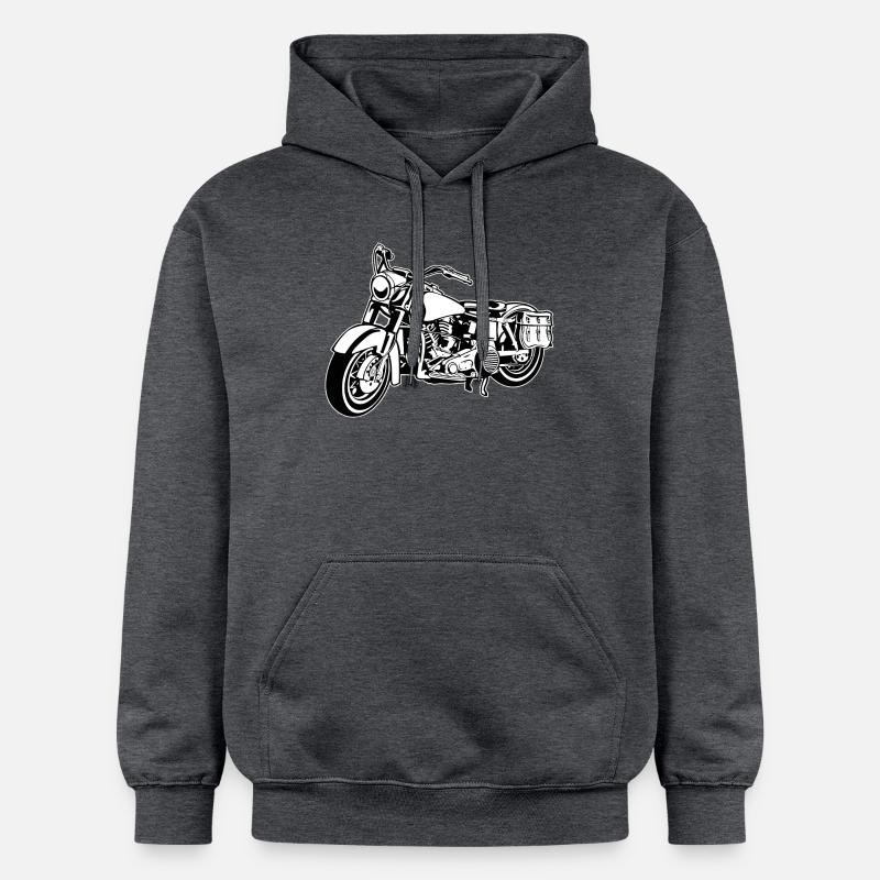 moto Chopper 10_schwarz blanc - Sweat à capuche Softstyle® Gildan Unisexe - gris foncé chiné
