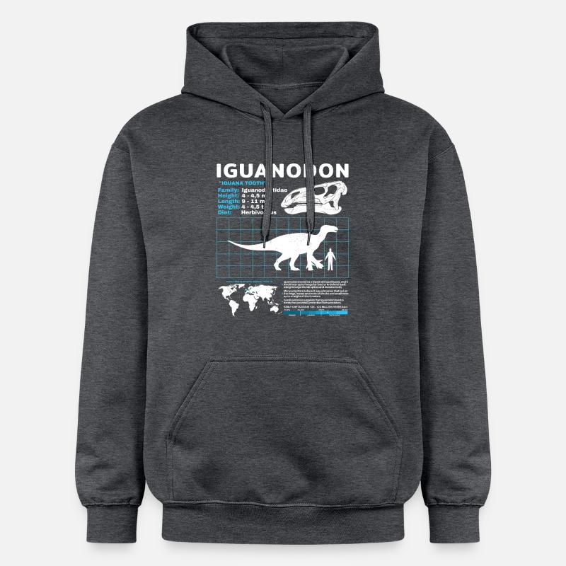 Fiche d’information sur l’Iguanodon - Sweat à capuche Softstyle® Gildan Unisexe - gris foncé chiné