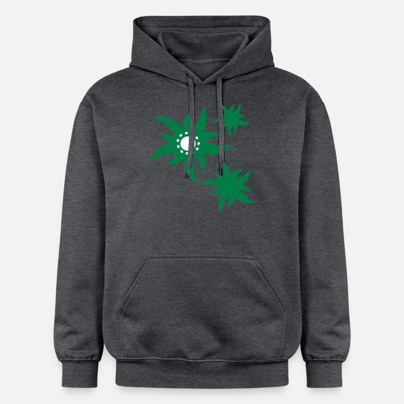 3 fleurs Fleurs d'Edelweiss - Sweat à capuche Softstyle® Gildan Unisexe - gris foncé chiné
