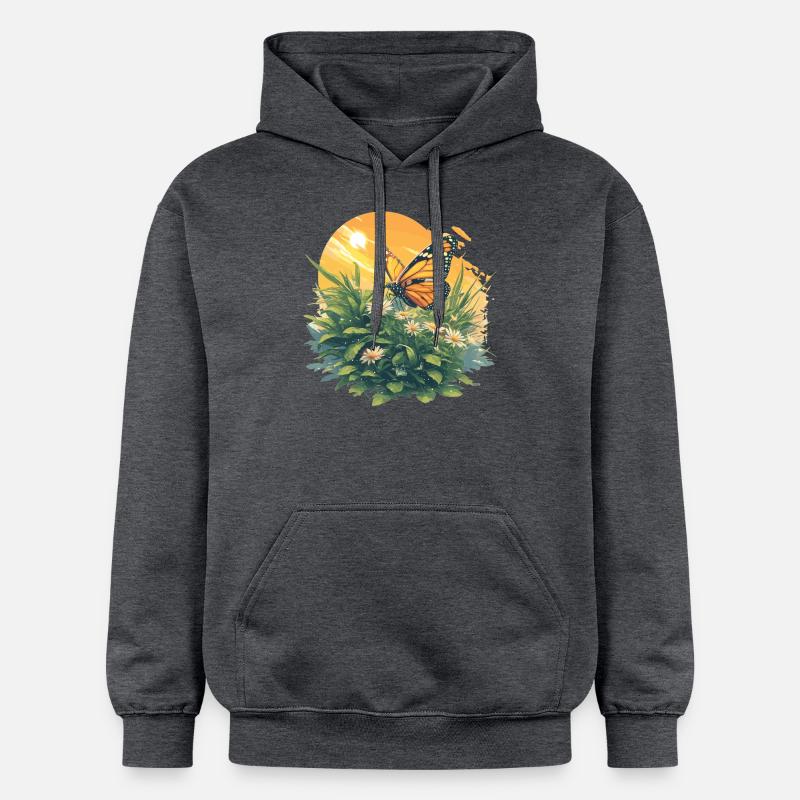 papillon papillons papillon papillon - Sweat à capuche Softstyle® Gildan Unisexe - gris foncé chiné