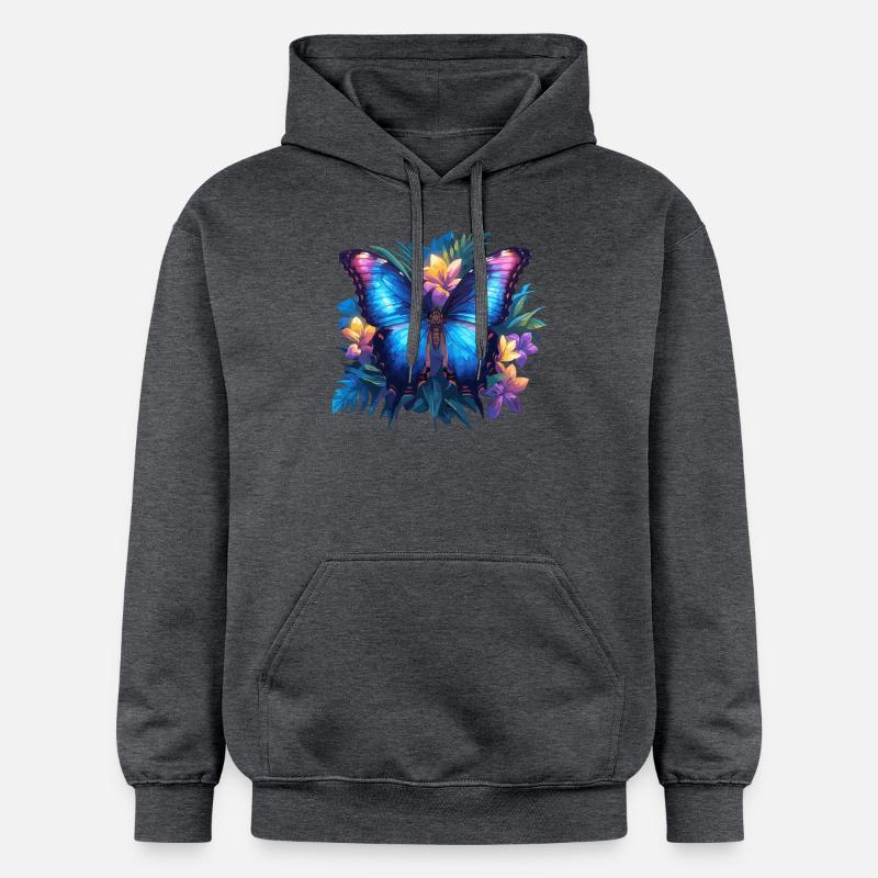 papillon papillons papillon papillon - Sweat à capuche Softstyle® Gildan Unisexe - gris foncé chiné