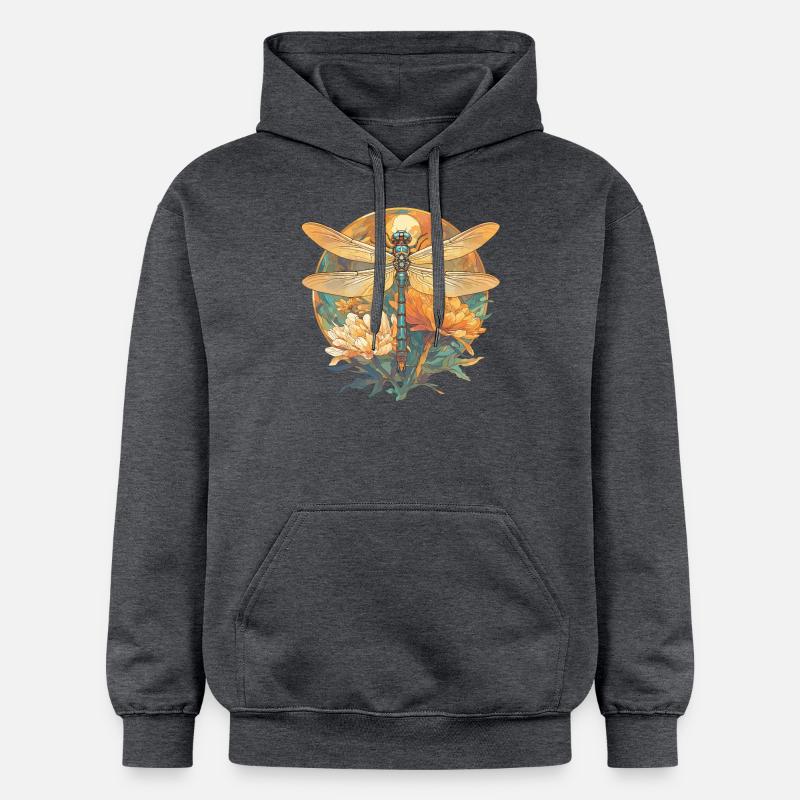 Libellules Libellule - Sweat à capuche Softstyle® Gildan Unisexe - gris foncé chiné