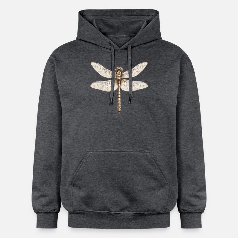 Libellules Libellule - Sweat à capuche Softstyle® Gildan Unisexe - gris foncé chiné