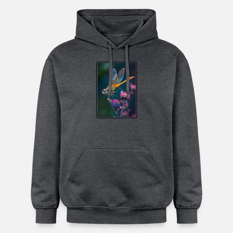 Libellules Libellule - Sweat à capuche Softstyle® Gildan Unisexe - gris foncé chiné