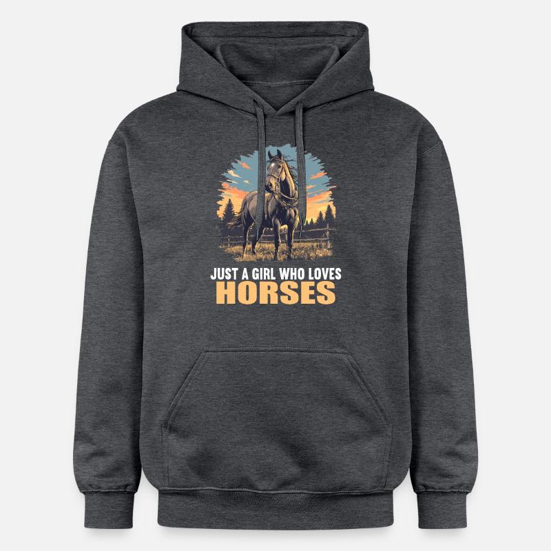 Chevaux Cheval - Sweat à capuche Softstyle® Gildan Unisexe - gris foncé chiné