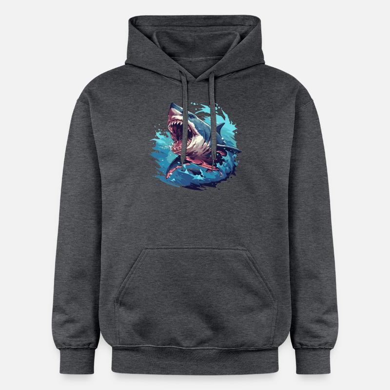 Requins Requin - Sweat à capuche Softstyle® Gildan Unisexe - gris foncé chiné
