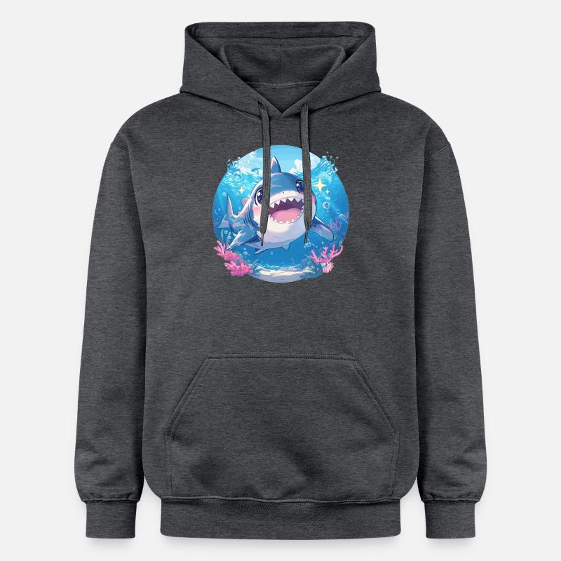 Requins Requin - Sweat à capuche Softstyle® Gildan Unisexe - gris foncé chiné