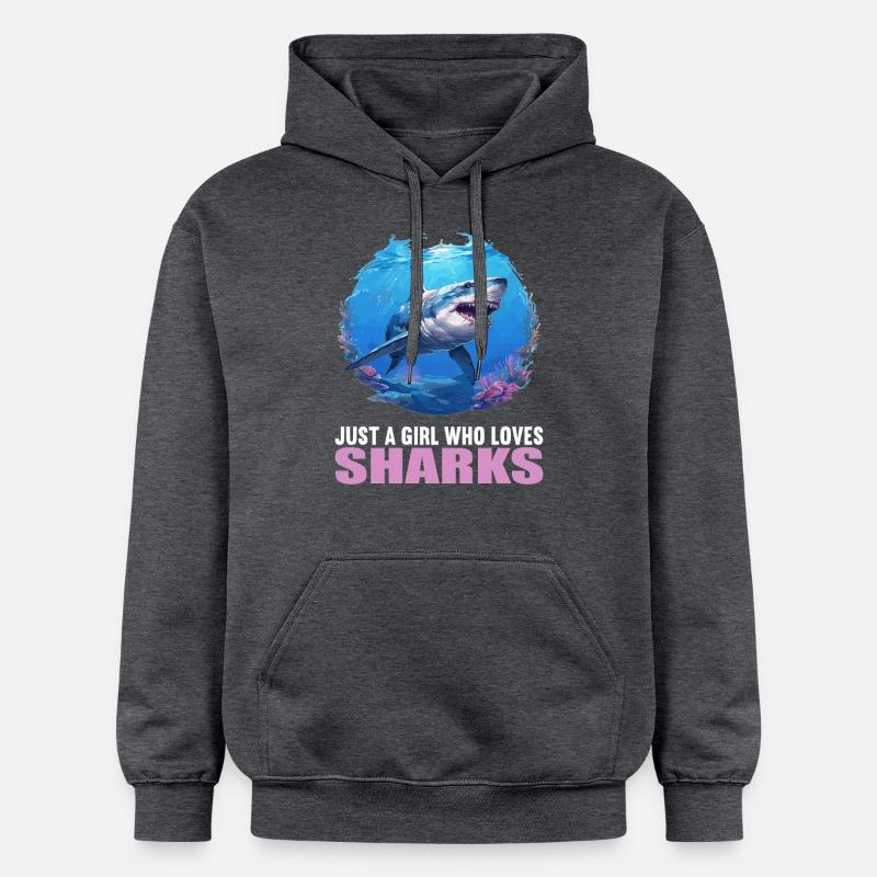 Requins Requin - Sweat à capuche Softstyle® Gildan Unisexe - gris foncé chiné