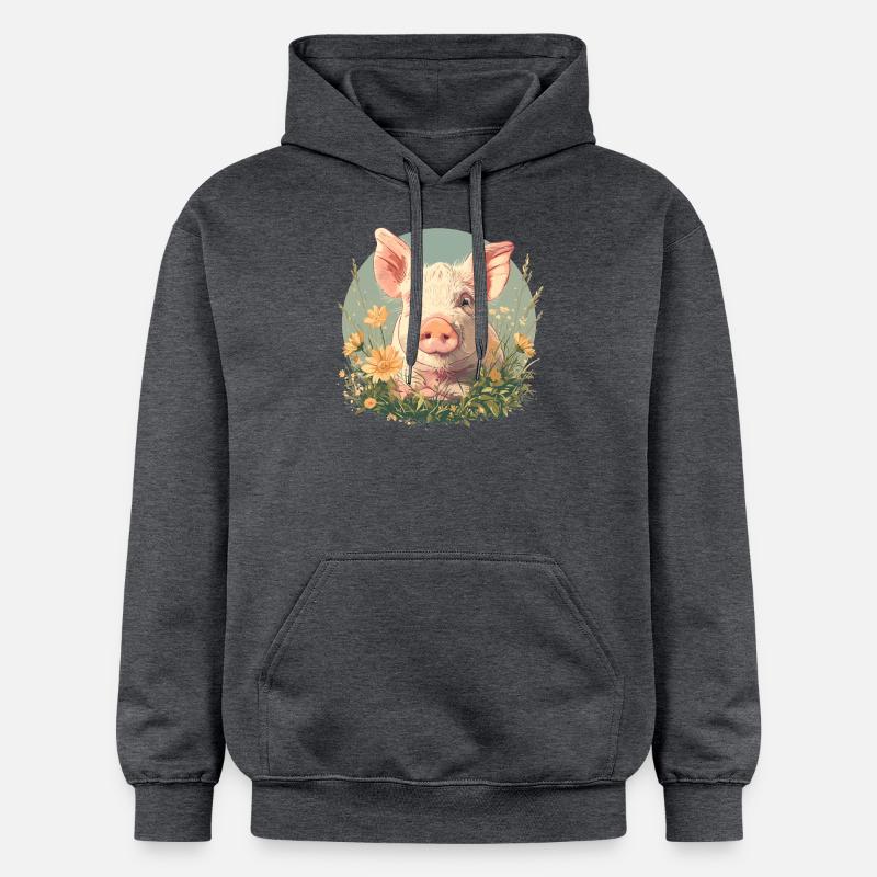 Cochon Cochon - Sweat à capuche Softstyle® Gildan Unisexe - gris foncé chiné
