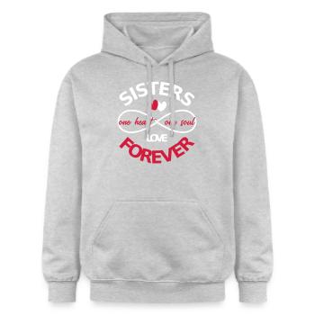 Schwestern für immer BFF - Gildan Unisex Softstyle® Midweight Hoodie - Hellgrau meliert - Vorne - Liana (172cm) & Jaron (178cm)