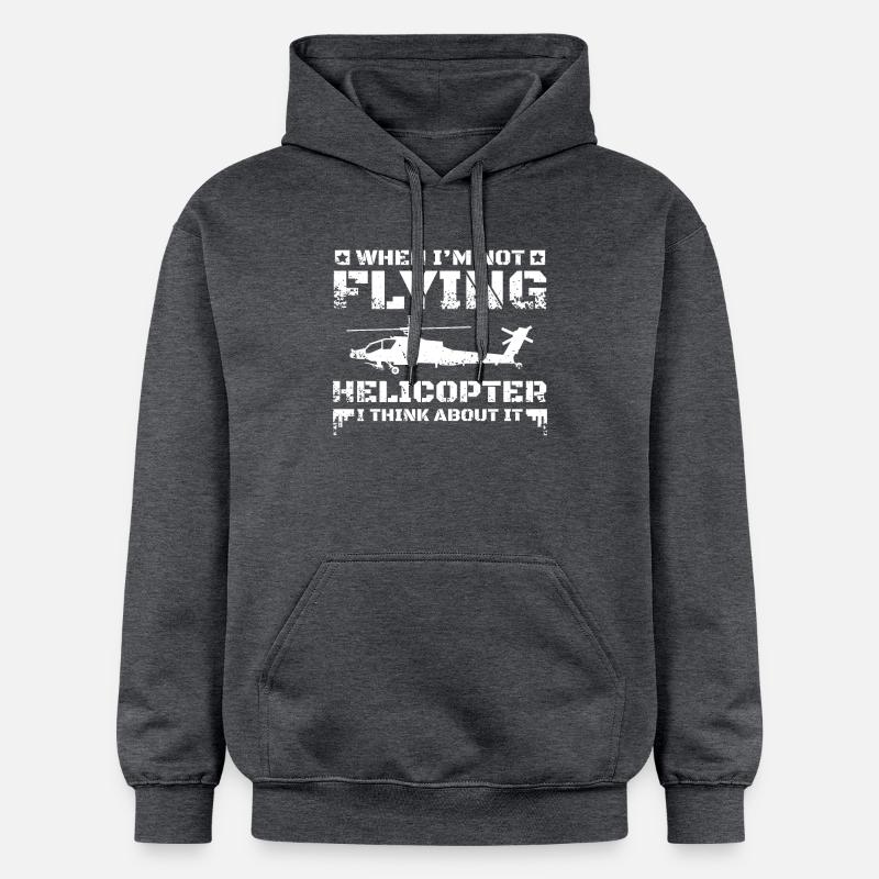 Je pense à l’hélicoptère - Sweat à capuche Softstyle® Gildan Unisexe - gris foncé chiné