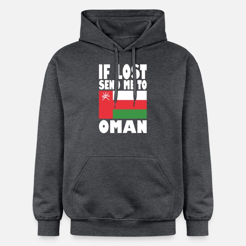 Dicton du drapeau d’Oman - Sweat à capuche Softstyle® Gildan Unisexe - gris foncé chiné