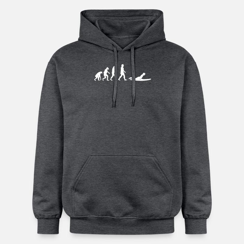 Évolution du surf - Sweat à capuche Softstyle® Gildan Unisexe - gris foncé chiné