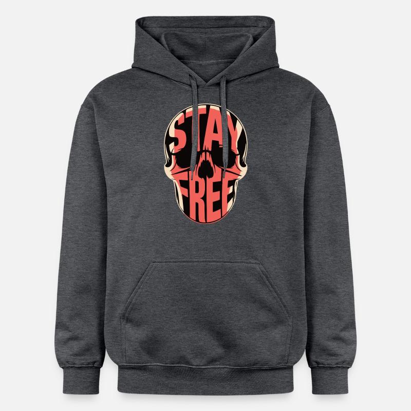 SKULL, RESTEZ LIBRE - Sweat à capuche Softstyle® Gildan Unisexe - gris foncé chiné