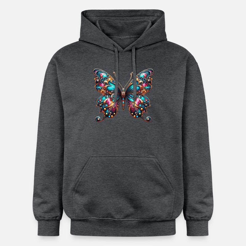 Papillon - Sweat à capuche Softstyle® Gildan Unisexe - gris foncé chiné