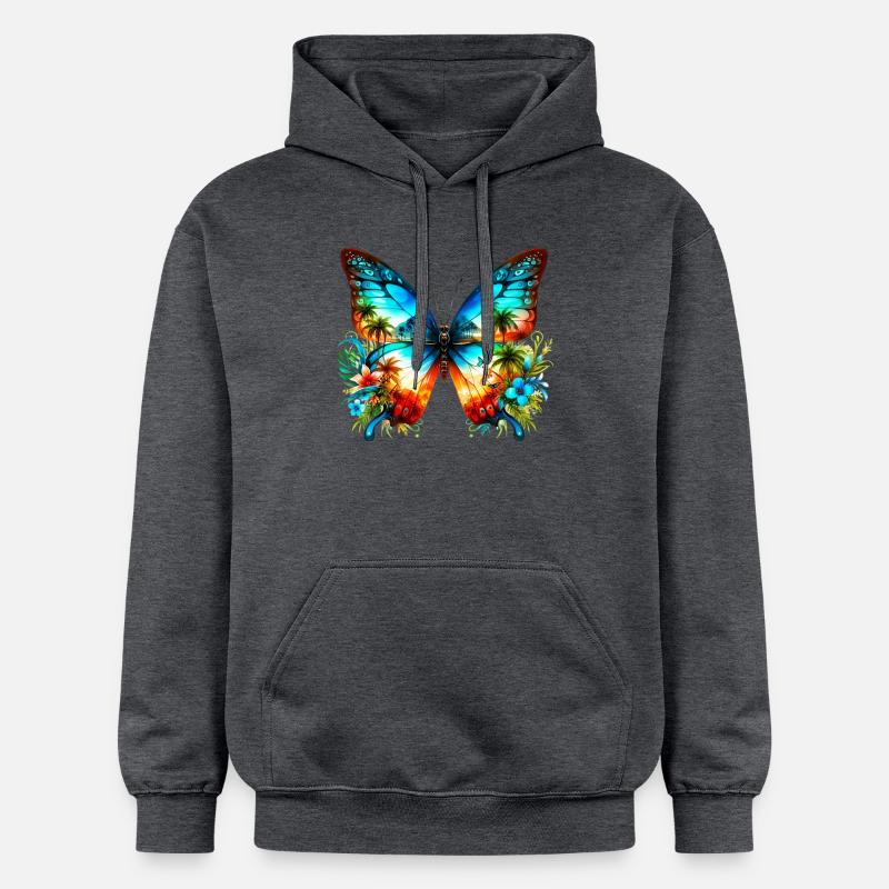 Papillon - Sweat à capuche Softstyle® Gildan Unisexe - gris foncé chiné