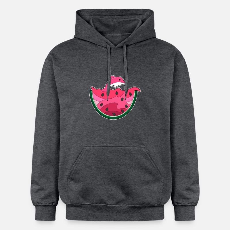 Pastèque dauphin-eau - Sweat à capuche Softstyle® Gildan Unisexe - gris foncé chiné