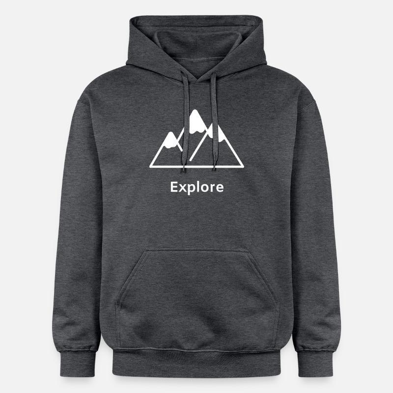 Explore - Sweat à capuche Softstyle® Gildan Unisexe - gris foncé chiné