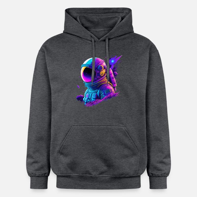 Synthwave Astronaute Space Explorer - Sweat à capuche Softstyle® Gildan Unisexe - gris foncé chiné