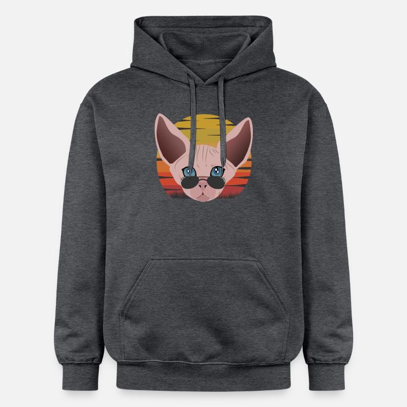 Coucher de soleil de chat Sphinx - Sweat à capuche Softstyle® Gildan Unisexe - gris foncé chiné