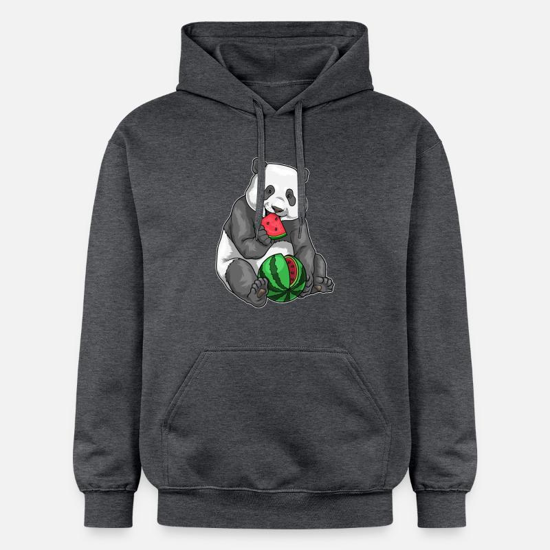 Panda Pastèque - Sweat à capuche Softstyle® Gildan Unisexe - gris foncé chiné