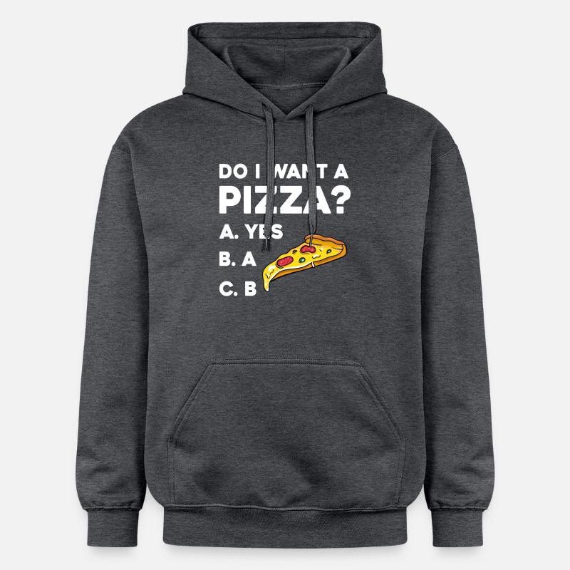 Pizza Frage: Ja oder Nein - Sweat à capuche Softstyle® Gildan Unisexe - gris foncé chiné