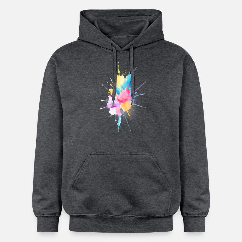 Aquarelle abstraite éclaboussure - Sweat à capuche Softstyle® Gildan Unisexe - gris foncé chiné