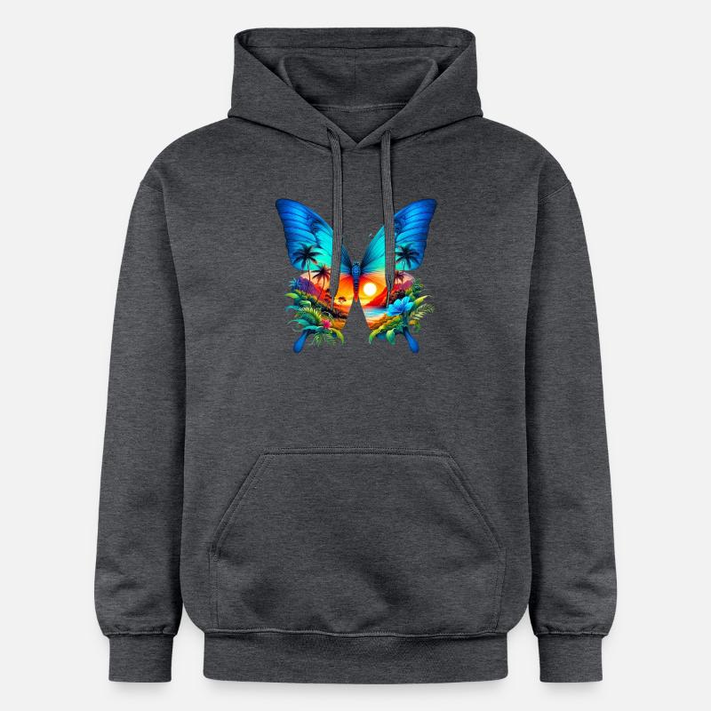 Papillon - Sweat à capuche Softstyle® Gildan Unisexe - gris foncé chiné
