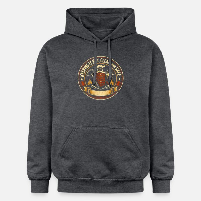 Chaud, propre, sûr | Ramoneur - Sweat à capuche Softstyle® Gildan Unisexe - gris foncé chiné