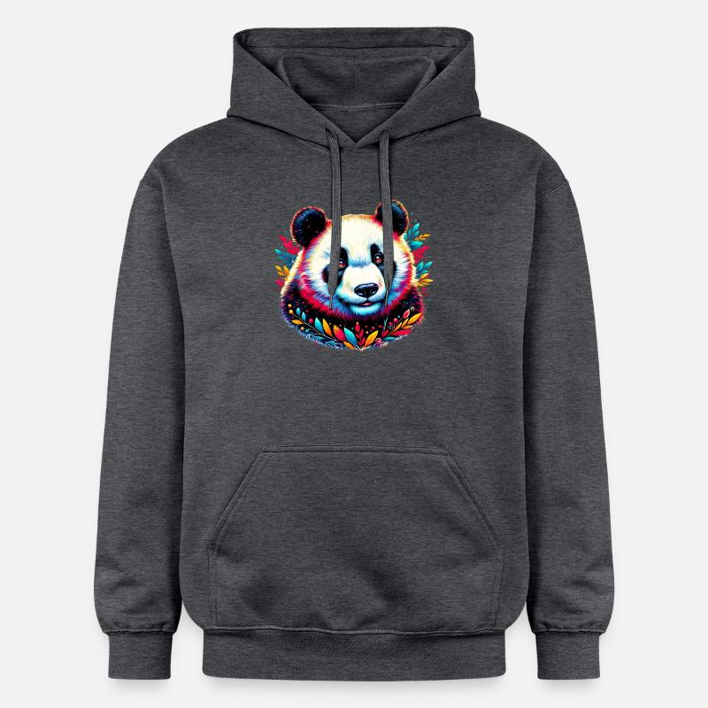 Panda - Sweat à capuche Softstyle® Gildan Unisexe - gris foncé chiné