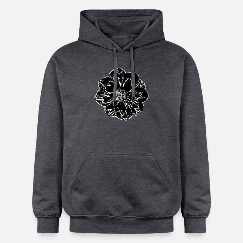 Fleur, Noir, Fleurs, Noir, Fleur - Sweat à capuche Softstyle® Gildan Unisexe - gris foncé chiné