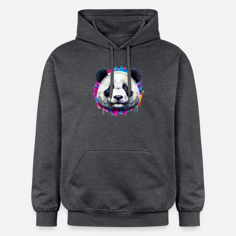 Panda - Sweat à capuche Softstyle® Gildan Unisexe - gris foncé chiné
