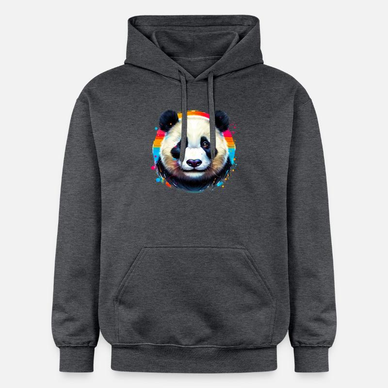 Panda - Sweat à capuche Softstyle® Gildan Unisexe - gris foncé chiné