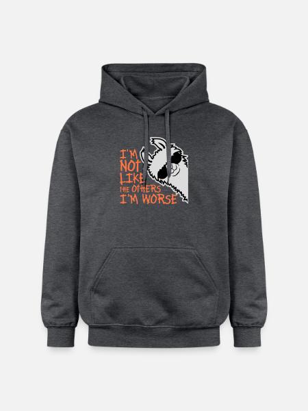 Lama-solbriller ikke som de andre Jeg er værre - Gildan Softstyle® Midweight unisex-hoodie - mørkegrå meleret