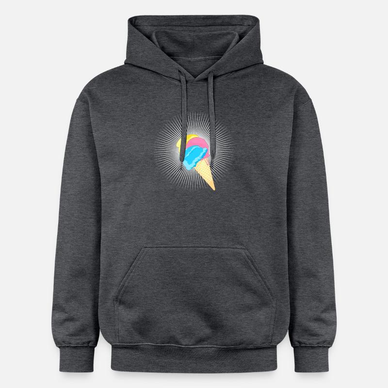 Eis Eistüte Eiskrem Softeis Waffel Strahlen - Gildan Unisex Softstyle® Midweight Hoodie - Dunkelgrau meliert