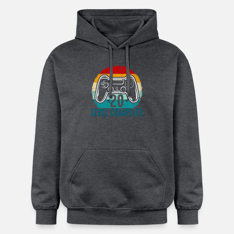 Retro Controller Level Complete - Gildan Unisex Softstyle® Midweight Hoodie - dark heather grey