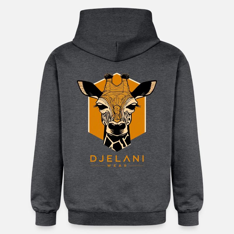 Giraffe Géométrique en Ocre - Sweat à capuche Softstyle® Gildan Unisexe - gris foncé chiné