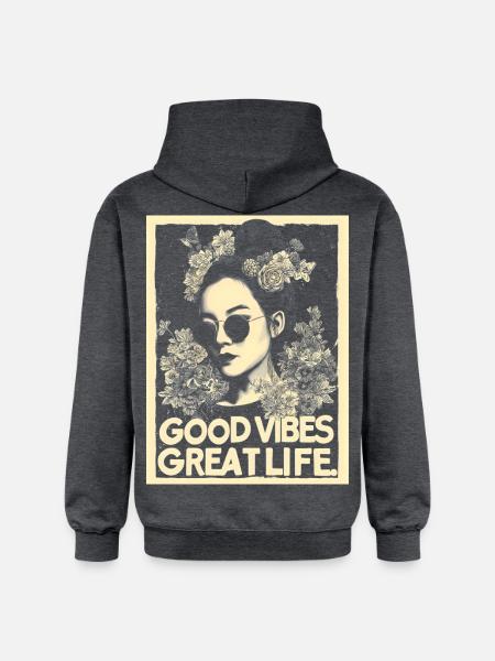 Vibes great Life tattoo - Gildan Unisex Softstyle® Midweight Hoodie - dark heather grey
