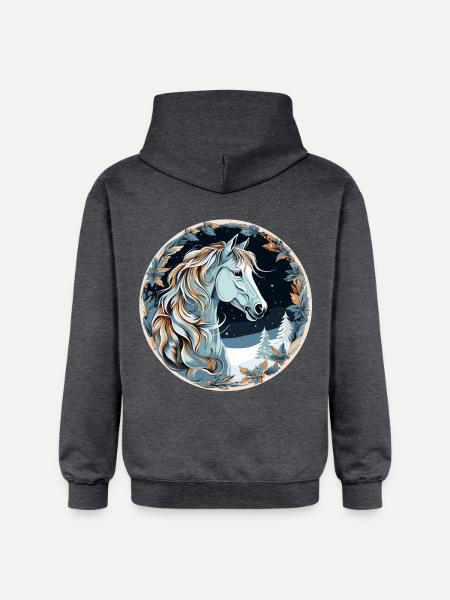 Horse Winter Boho - Gildan Unisex Softstyle® Midweight Hoodie - dark heather grey