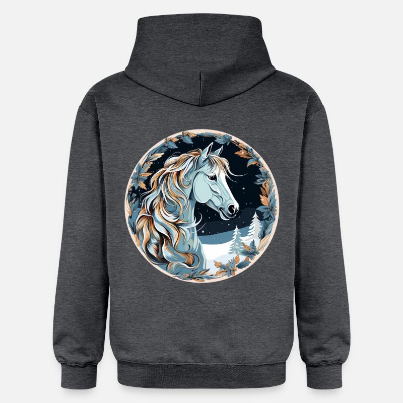 Cheval Boho d’hiver - Sweat à capuche Softstyle® Gildan Unisexe - gris foncé chiné