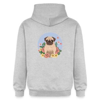 Mops - Gildan Unisex Softstyle® Midweight Hoodie - Hellgrau meliert - Hinten - Liana (172cm)