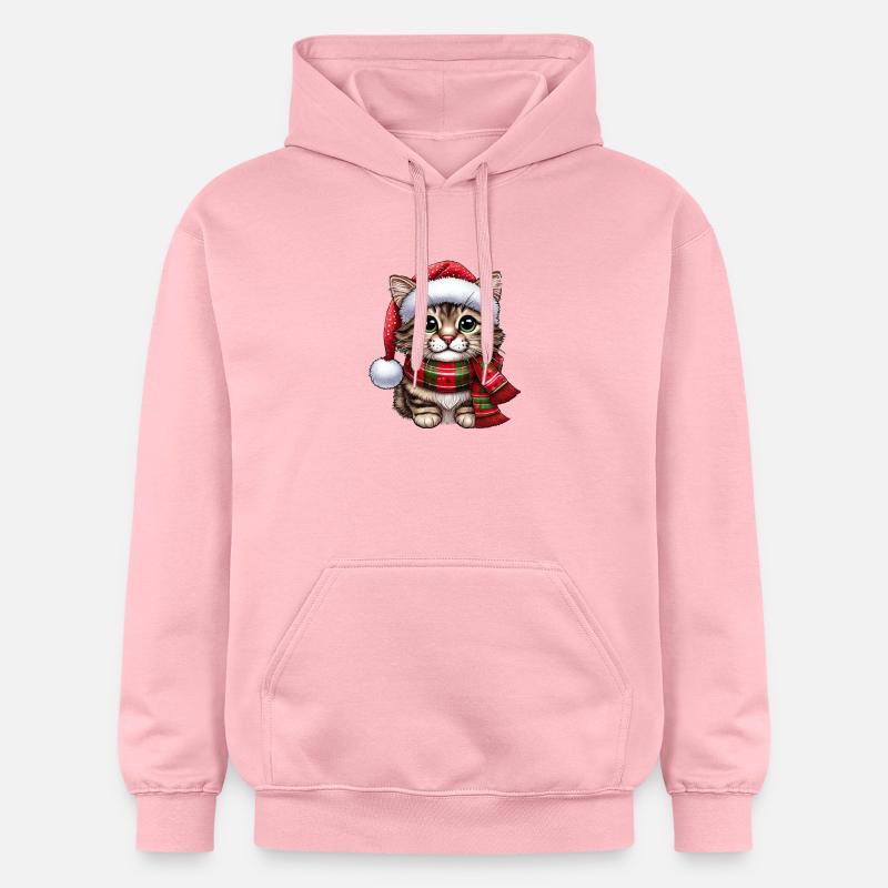 Chat Père Noël - Sweat à capuche Softstyle® Gildan Unisexe - rose clair