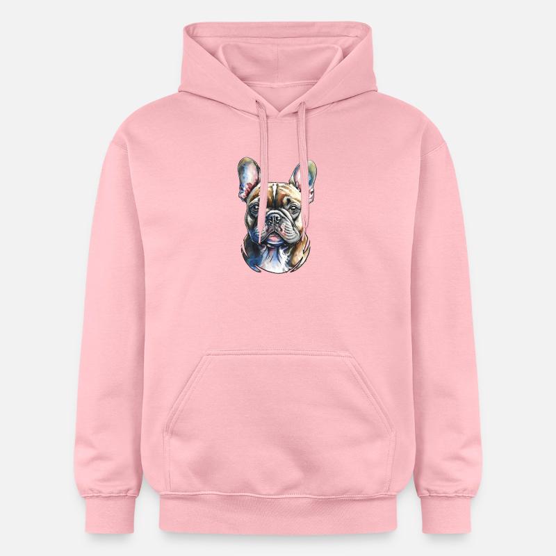 Portrait de bouledogue français - Sweat à capuche Softstyle® Gildan Unisexe - rose clair