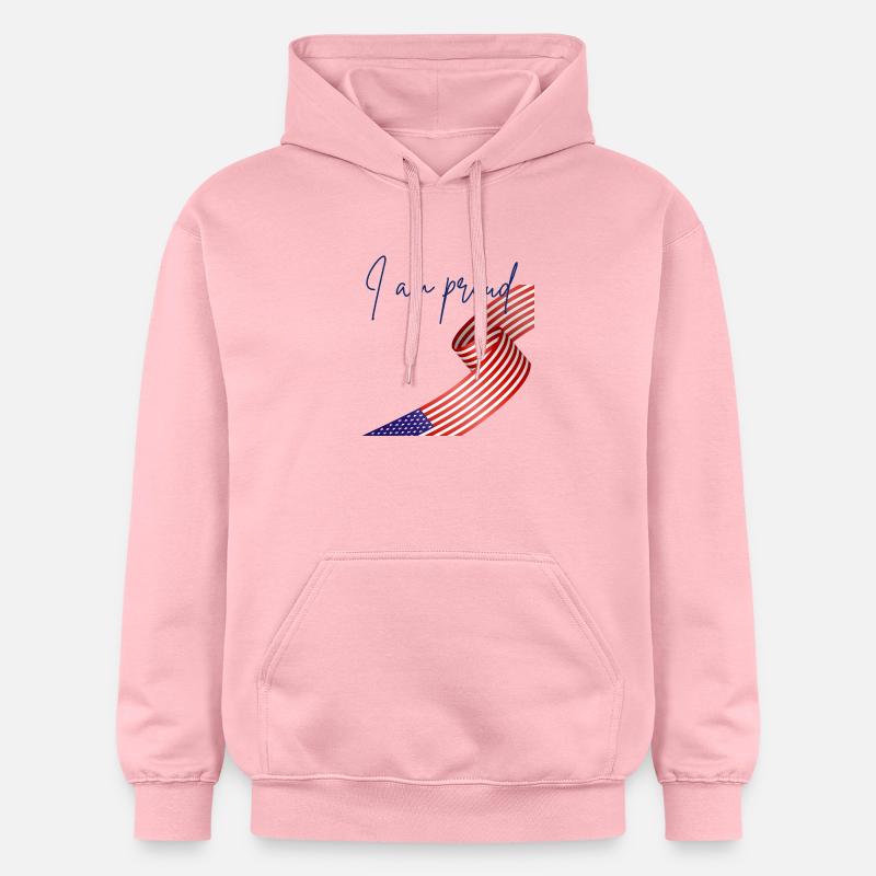 Fierté Américaine Enroulée à Drapeau - Sweat à capuche Softstyle® Gildan Unisexe - rose clair