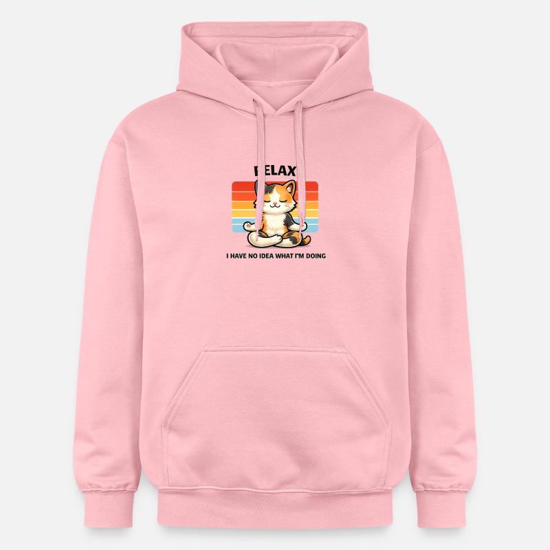 Relax Cat Méditation Chill - Sweat à capuche Softstyle® Gildan Unisexe - rose clair