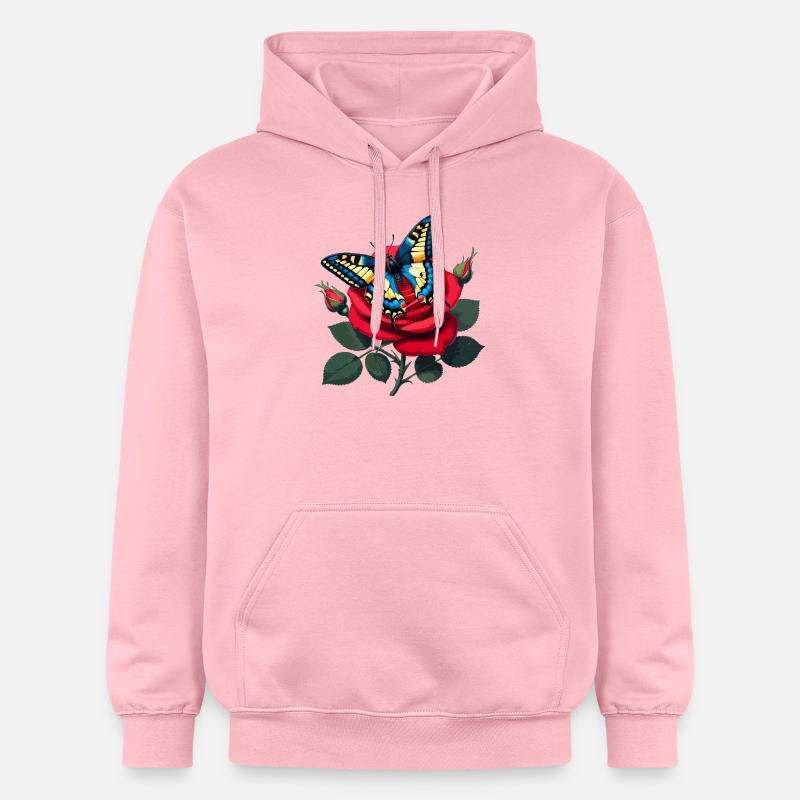 Machaon sur rose rouge - Sweat à capuche Softstyle® Gildan Unisexe - rose clair
