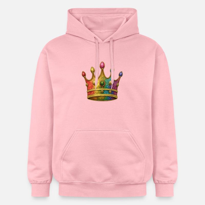 Motif de couronne royale arc-en-ciel vibrant - Sweat à capuche Softstyle® Gildan Unisexe - rose clair
