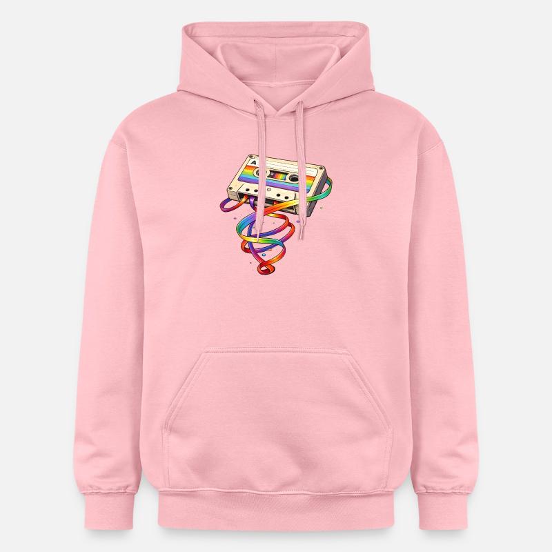 Cassette rétro avec ruban arc-en-ciel - Sweat à capuche Softstyle® Gildan Unisexe - rose clair