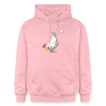 Lustiges Huhn legt ein Ei I Hühner Motiv - Gildan Unisex Softstyle® Midweight Hoodie - Hellrosa - Vorne - Liana (172cm) & Jaron (178cm)